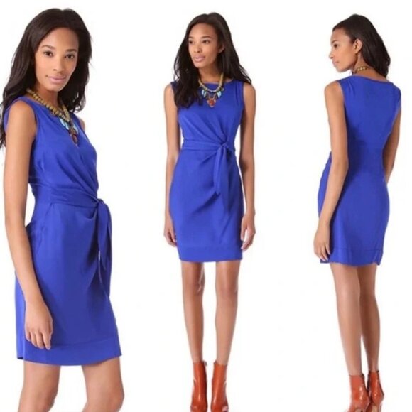 Diane Von Furstenberg Gold Bateau Neckline Mini Dress Size 6 - 26655 - Picture 4 of 10